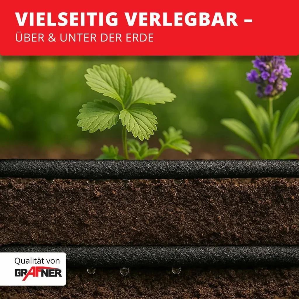 Grafner Perlschlauch Set 1/2 Zoll 15 m Tropfschlauch Bewässerung