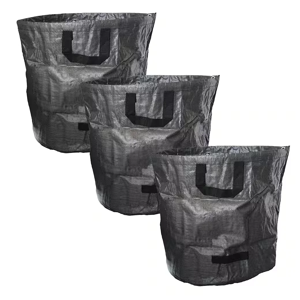 VARIVENDO Gartensack 3er Set 170L schwarz 60x60 cm Laubsack Rasensack