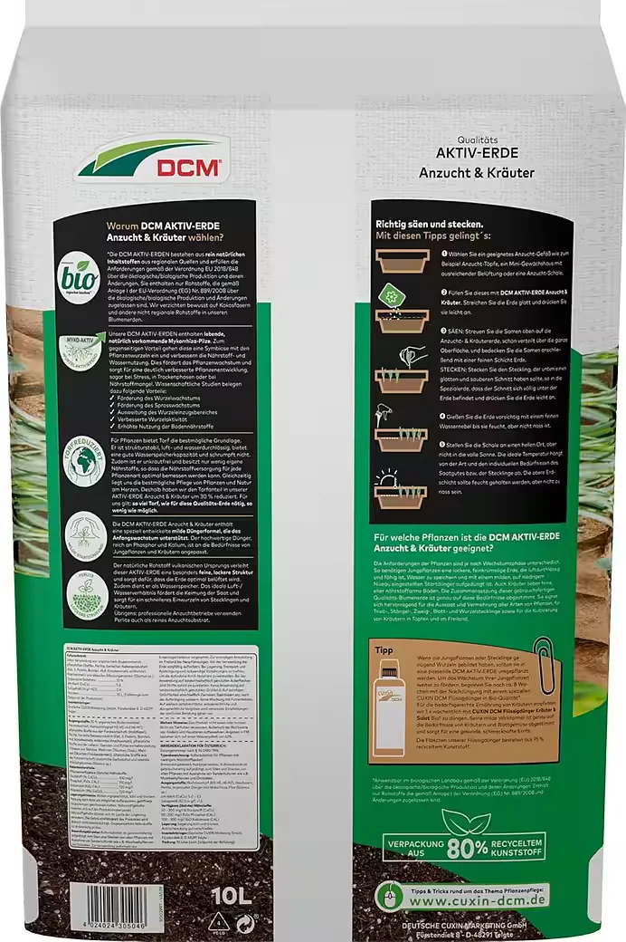 CUXIN DCM Aktiv-Erde Anzucht- und Kräutererde 10 l
