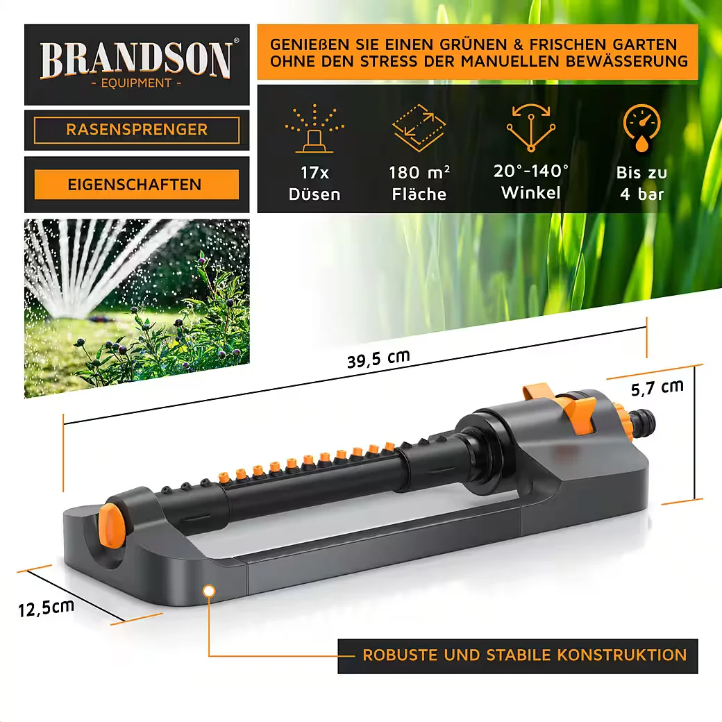 Brandson Viereckregner Rasensprenger Oszillationsregner für Garten