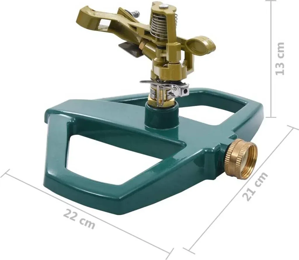 vidaXL rotierender Gartensprinkler Metall grün 21 x 22 x 13 cm