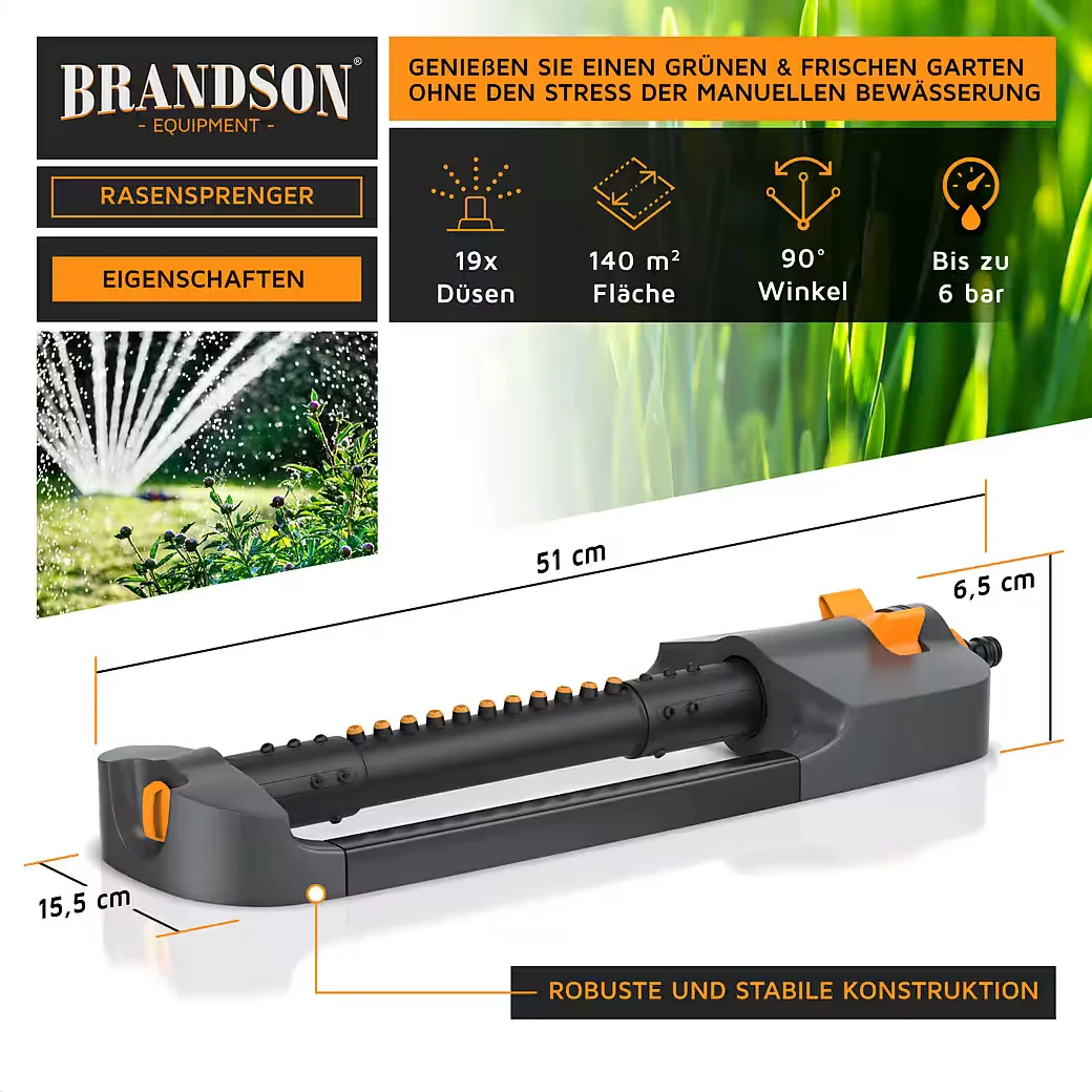 Brandson Viereckregner Rasensprenger Oszillations-Sprinkler Garten