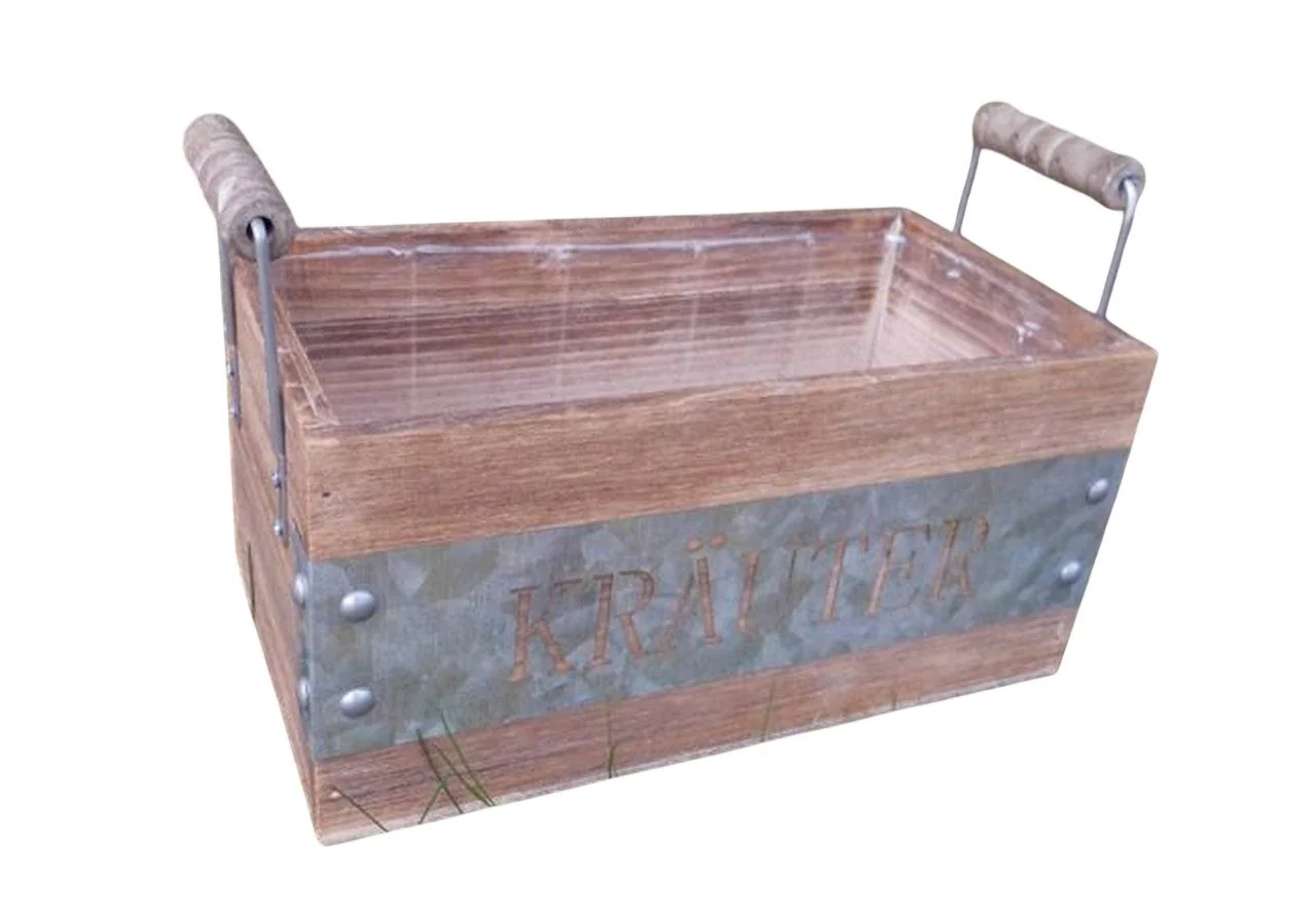 DEKO-IMPRESSION Kräuterkiste Holz braun 25 x 13 cm Pflanzkiste