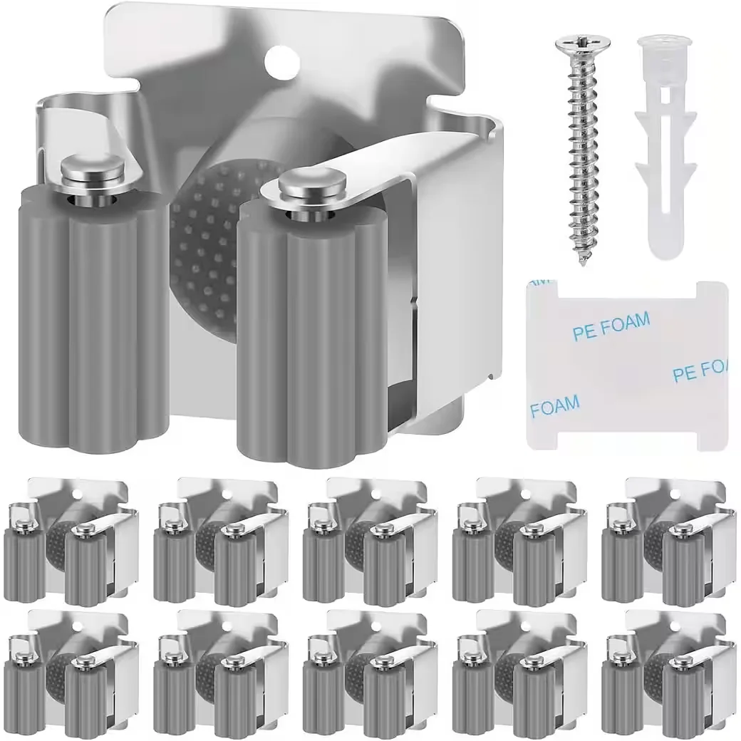 LUXUSKOLLEKTION Gartengerätehalter Wand Edelstahl für Besen und Mopp