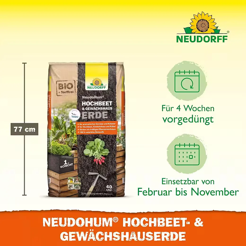 NEUDORFF NeudoHum Hochbeet und Gewächshauserde 40 L torffrei Bio