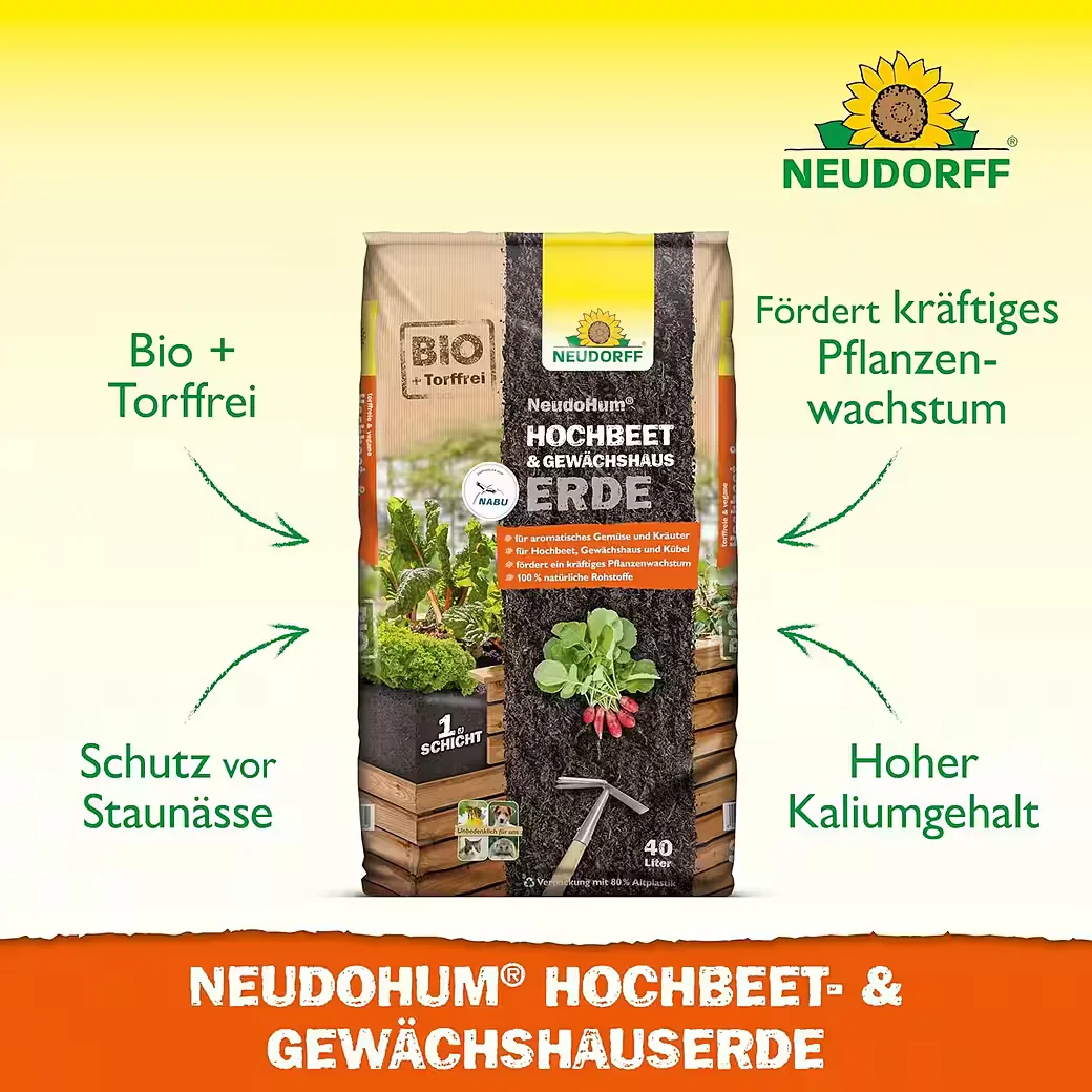 NEUDORFF NeudoHum Hochbeet und Gewächshauserde 40 L torffrei Bio