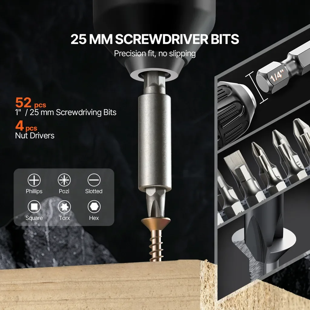 SucceBuy Bohrer Set 100 teilig Allzweck mit Koffer und Spatenbohrer