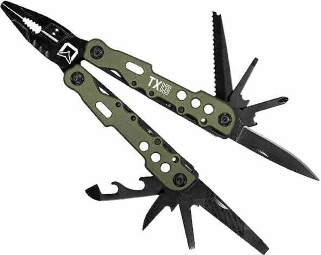DELPHIN TaktyX 13 Multifunktionszange 16 cm schwarz grün Angelzange