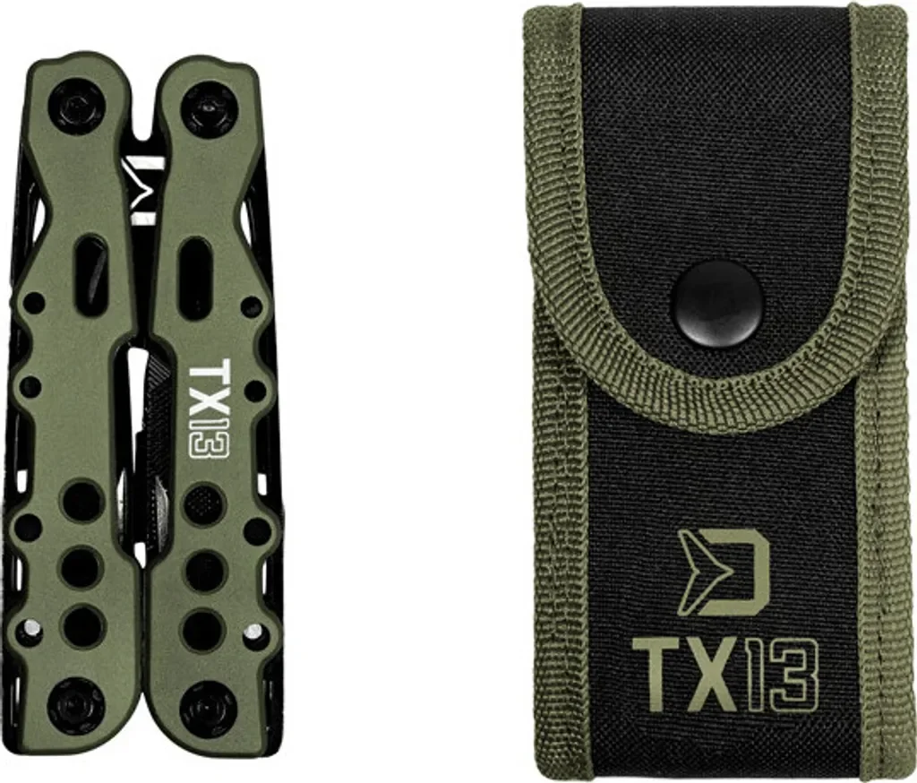 DELPHIN TaktyX 13 Multifunktionszange 16 cm schwarz grün Angelzange