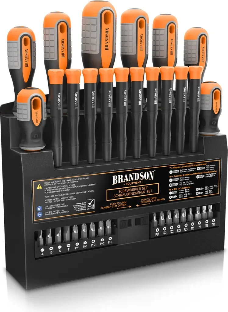 Brandson Schraubendreher Set 36tlg Chrom Vanadium magnetisch 18 Bits