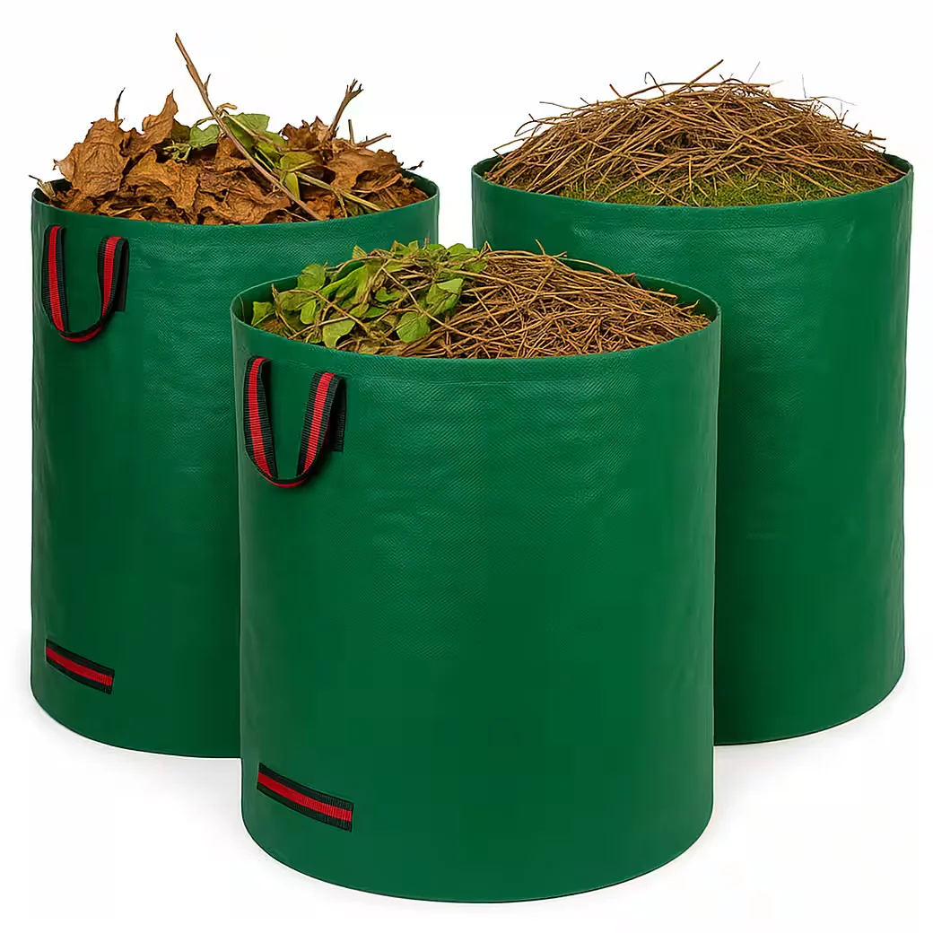 Grafner Gartensack 272L 3er Set Laubsack rund verstärkt mit Griffen