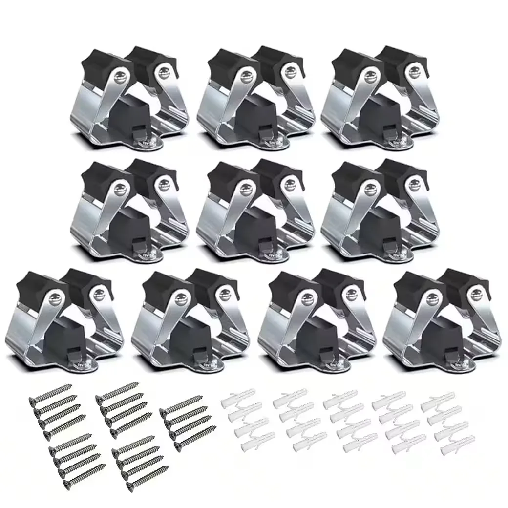 Trade-Shop Gartengerätehalter Besenhalter 10er Set mit Montageset