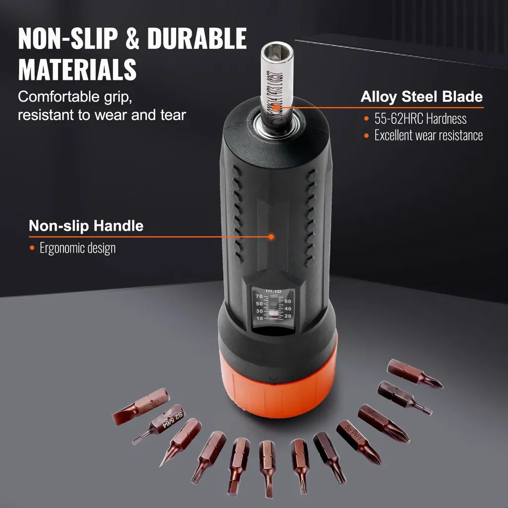 SucceBuy Drehmoment Schraubendreher 1/4 Zoll 10 bis 70 in lb 12 Bits