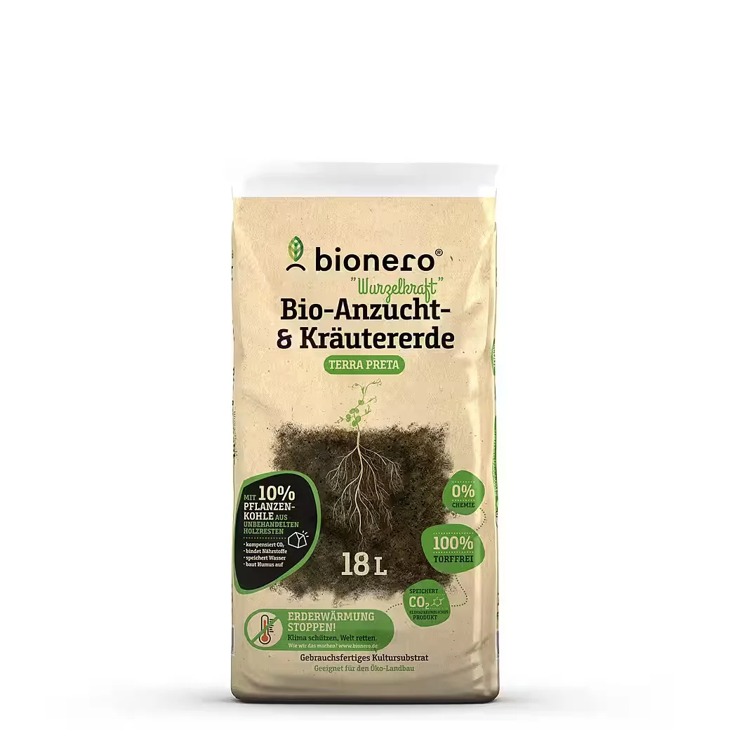 BIONERO TERRA PRETA Bio-Erde Anzucht und Kräuter 18L mit Pflanzenkohle
