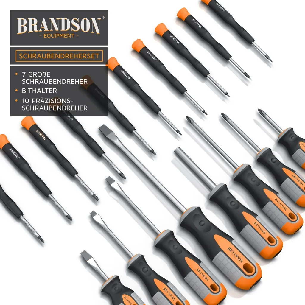 Brandson Schraubendreher Set 36tlg Chrom Vanadium magnetisch 18 Bits