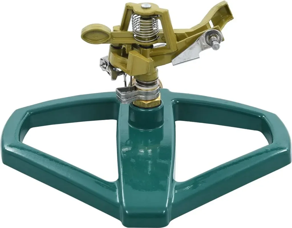 vidaXL rotierender Gartensprinkler Metall grün 21 x 22 x 13 cm
