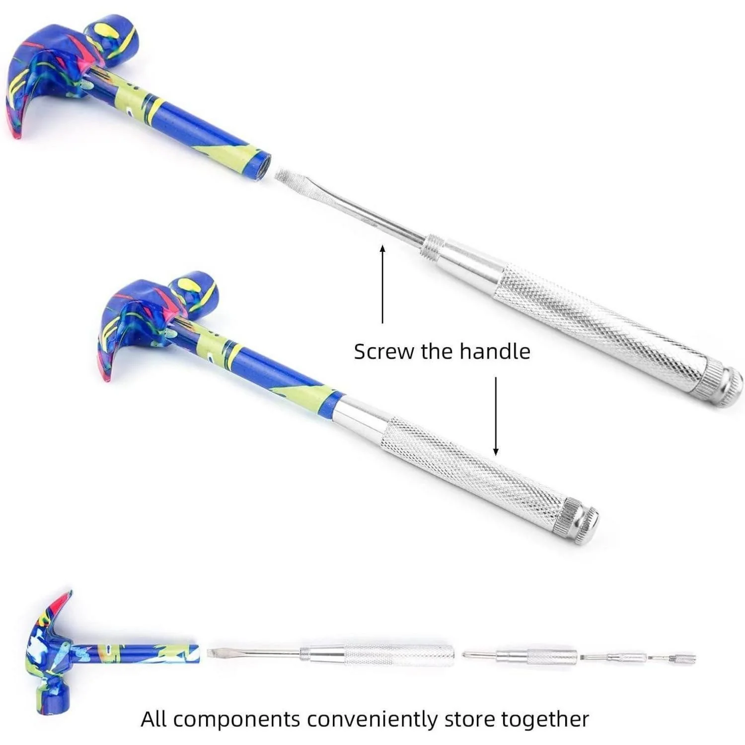 LUXUSKOLLEKTION Klauenhammer Multitool Schraubendreher Set Blau