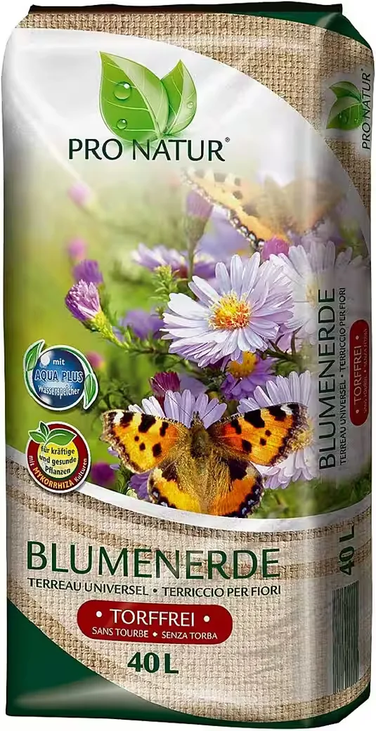 PRO NATUR Blumenerde 40 L mit TIMPOR Holzfaser und Mykorrhiza