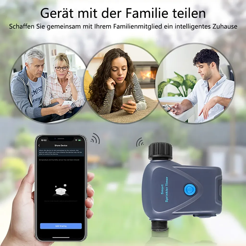 hocan Smart Bewässerungssystem mit Timer, Fernbedienung, Wasserzähler