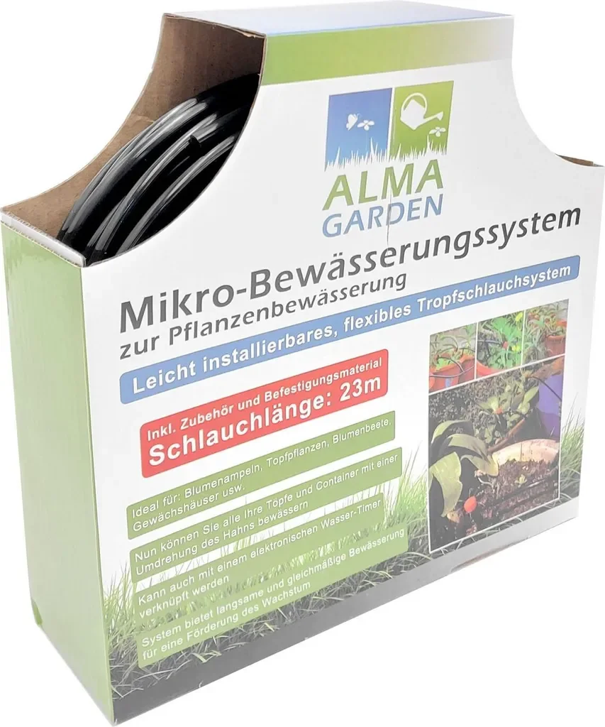 ALMA GARDEN Mikrobewässerung Tropfschlauch für Gartenpflanzen