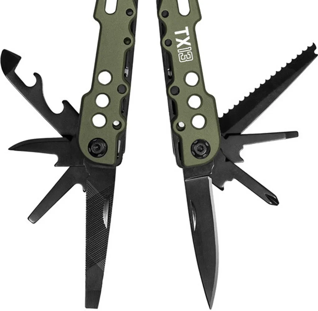 DELPHIN TaktyX 13 Multifunktionszange 16 cm schwarz grün Angelzange