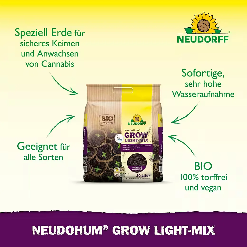 NEUDORFF NeudoHum Grow Light-Mix Spezialerde Pflanzenerde 10 Liter