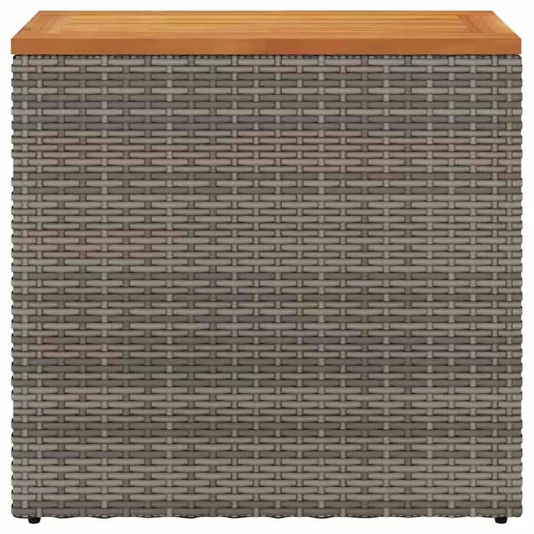 vidaXL Gartentisch Beistelltisch Rattan grau Holzplatte 58x27,5x55 cm