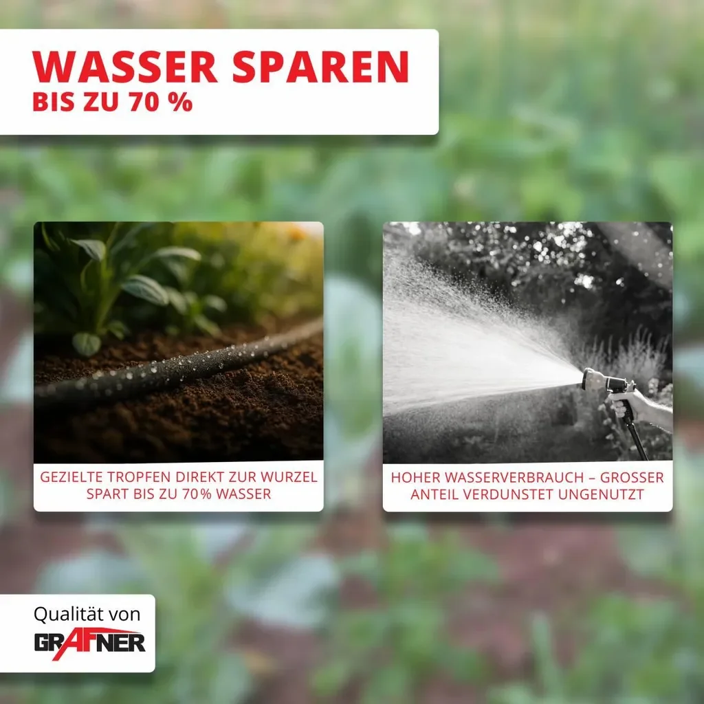 Grafner Perlschlauch Set 1/2 Zoll 15 m Tropfschlauch Bewässerung