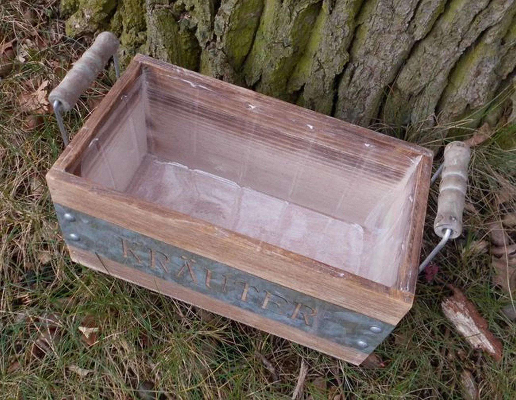 DEKO-IMPRESSION Kräuterkiste Holz braun 25 x 13 cm Pflanzkiste