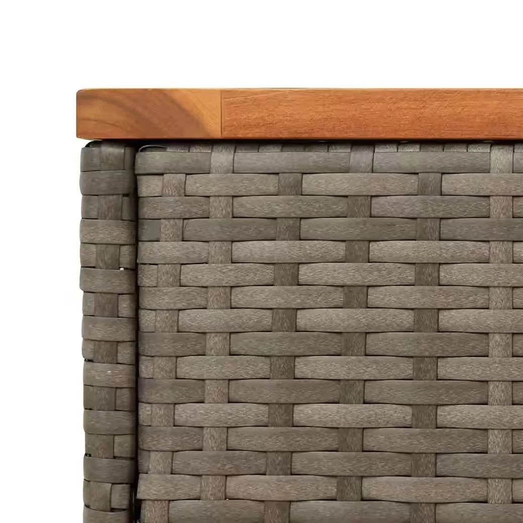 vidaXL Gartentisch Beistelltisch Rattan grau Holzplatte 58x27,5x55 cm
