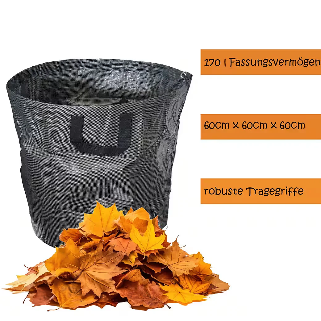 VARIVENDO Gartensack 3er Set 170L schwarz 60x60 cm Laubsack Rasensack