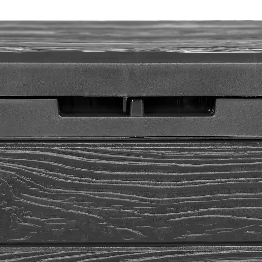 KREHER Kissenbox WOOD 140L Garten Aufbewahrungsbox Holzoptik anthrazit
