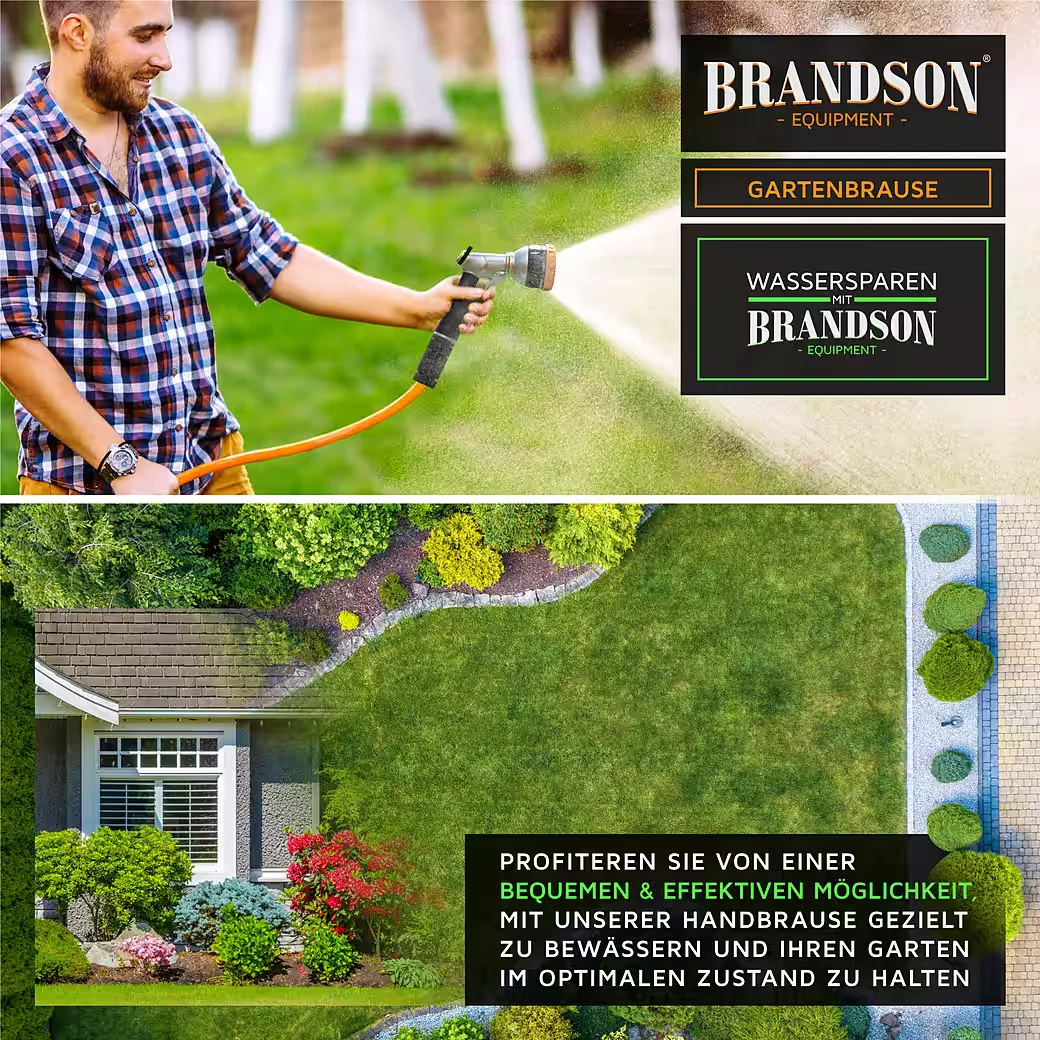 Brandson Gartenbrause Metall 8 Sprühmuster Handbrause Spritzpistole