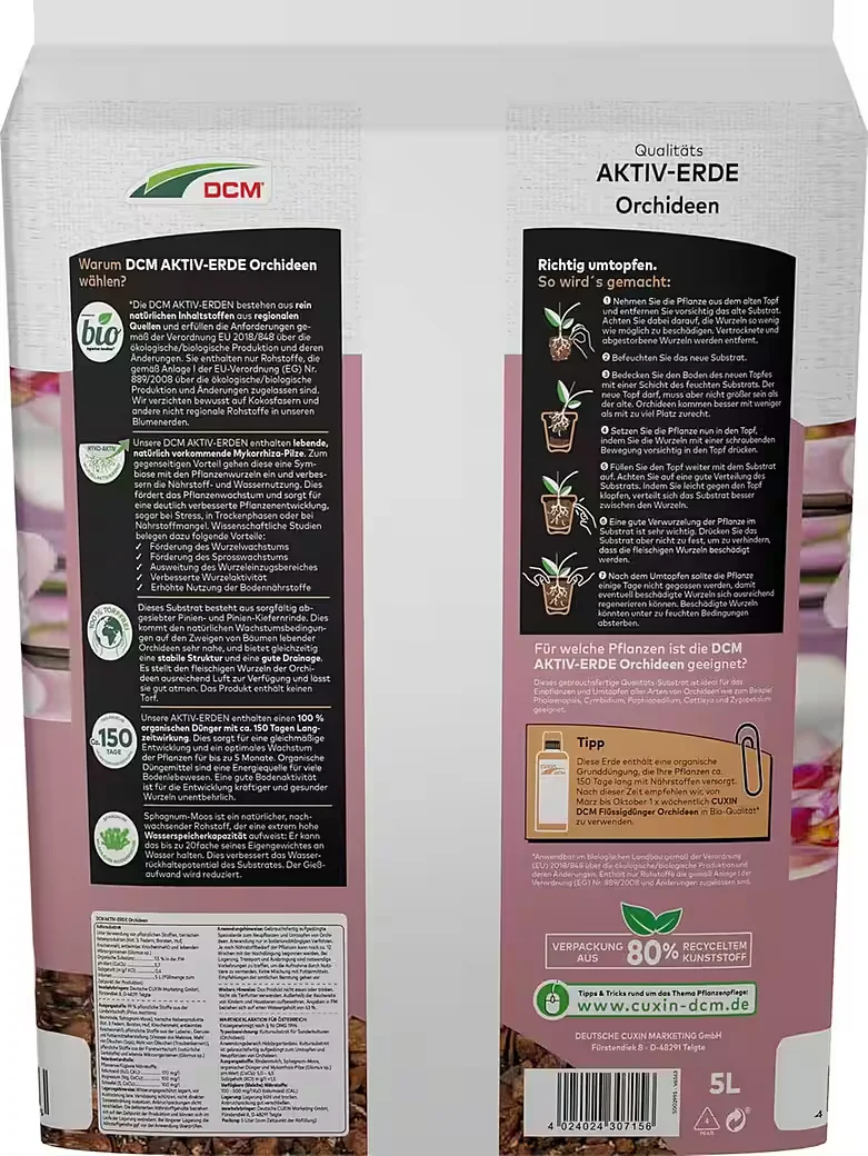 CUXIN DCM Aktiv-Erde für Orchideen Spezialerde 5 l