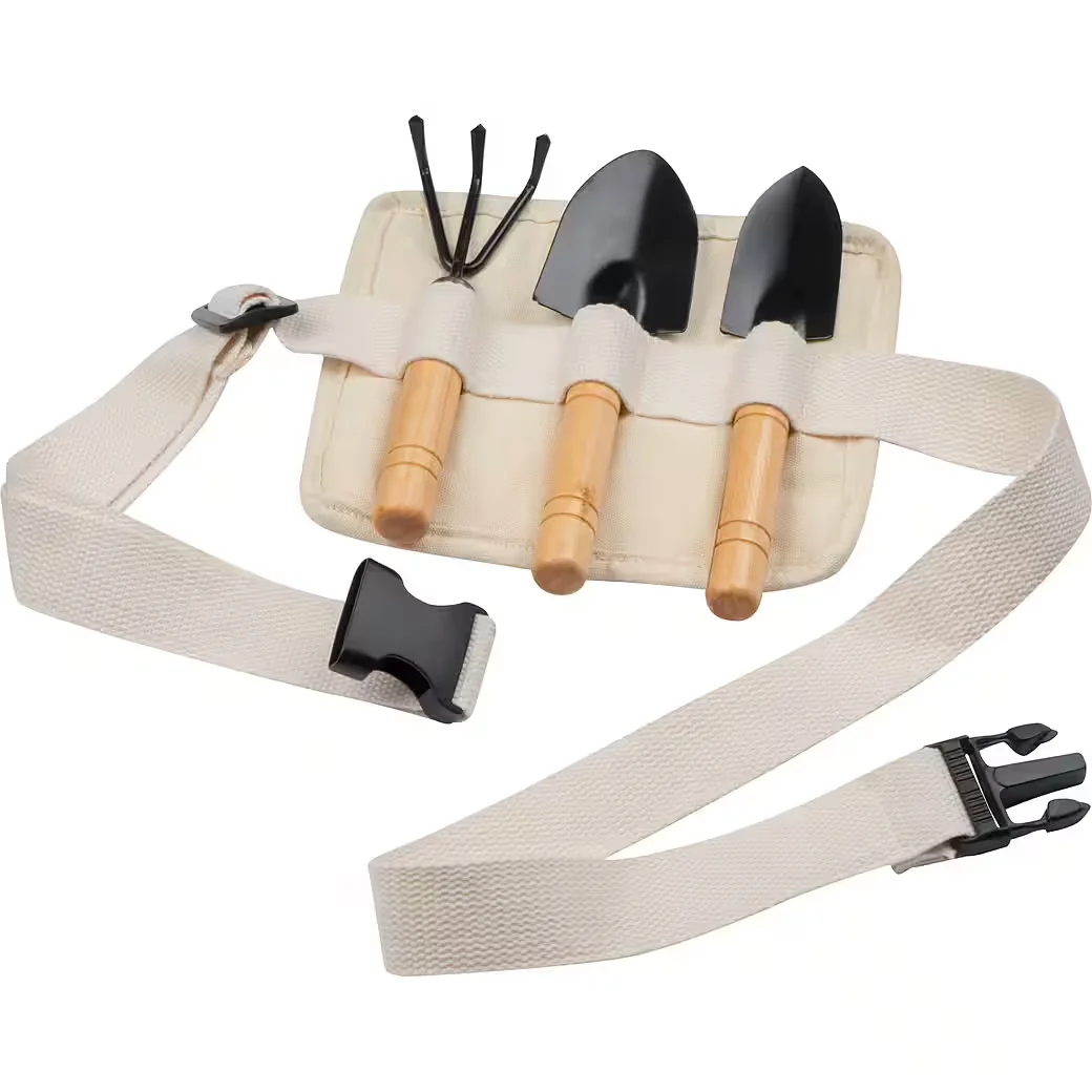MACMA Gartengerätehalter Set im Gürtel mit Harke und zwei Schaufeln