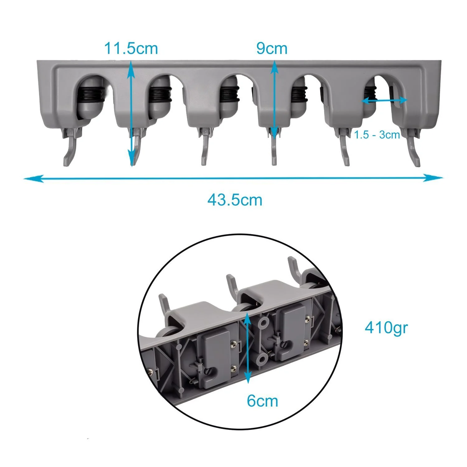 INTIRILIFE Gartengerätehalter Wandhalter für Besen und Werkzeuge