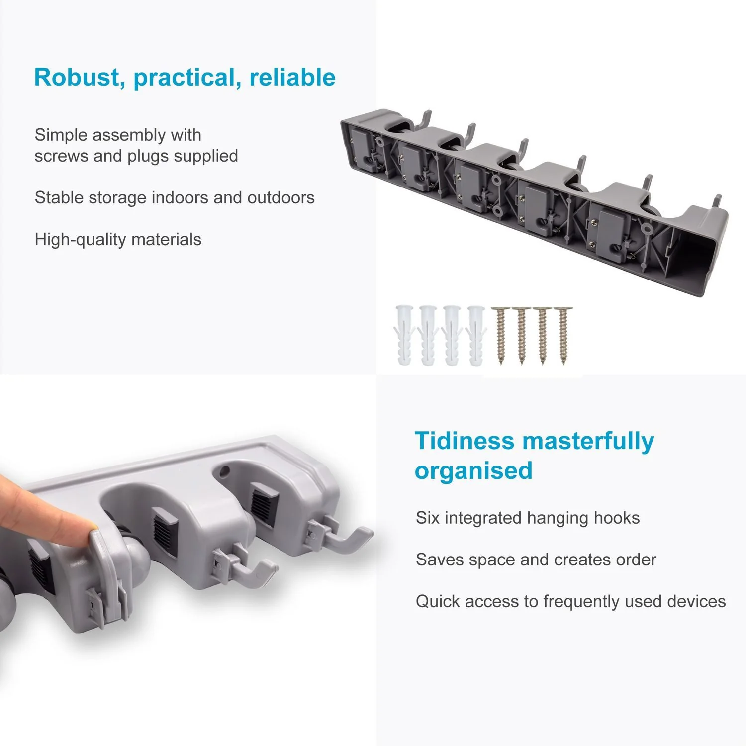 INTIRILIFE Gartengerätehalter Wandhalter für Besen und Werkzeuge
