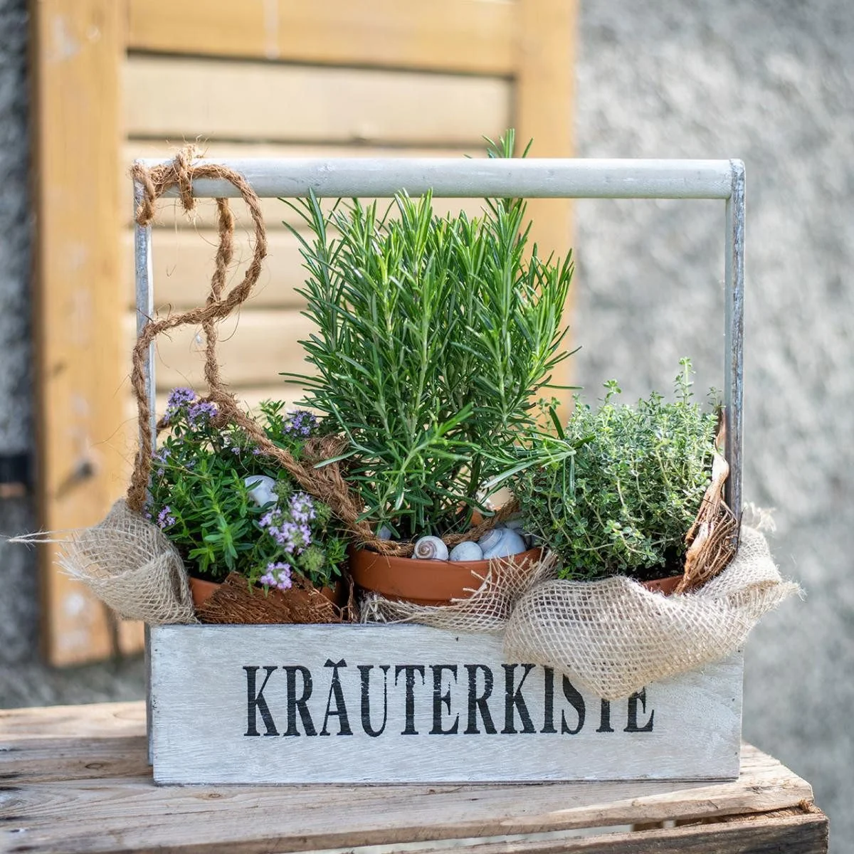 Viana Dekokorb Holzpflanzkasten Kräuterkiste Shabby Chic rustikal