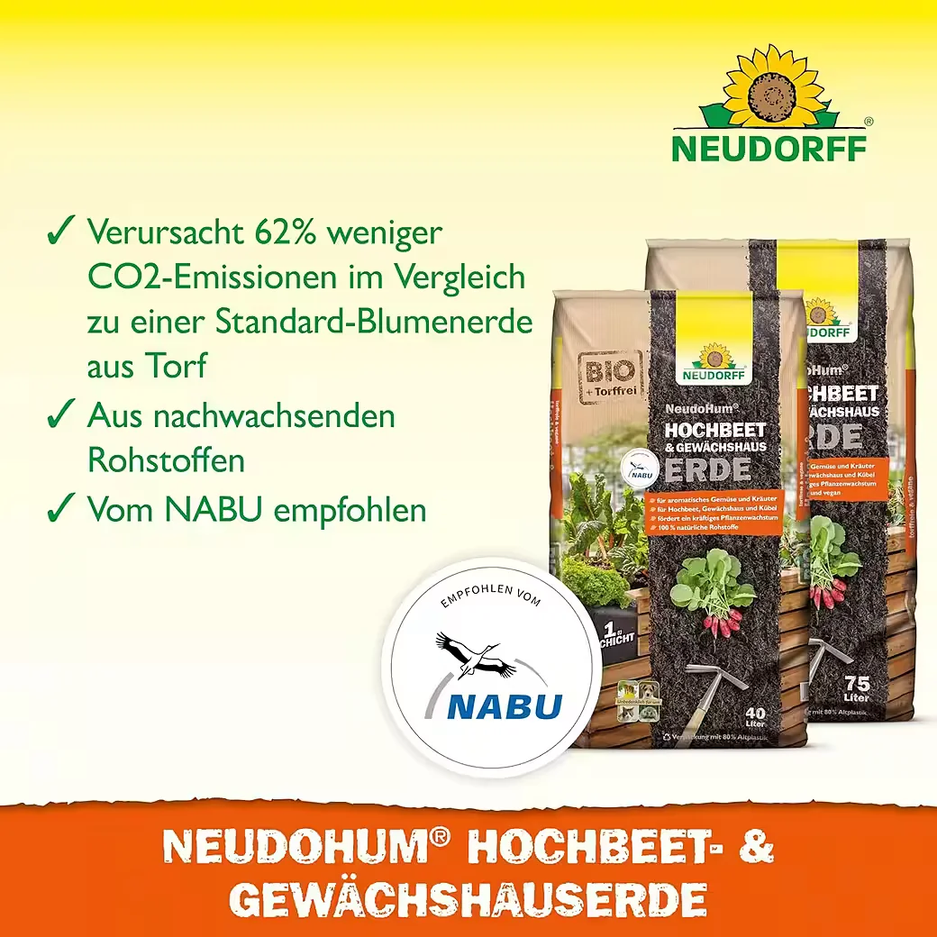 NEUDORFF NeudoHum Hochbeet und Gewächshauserde 40 L torffrei Bio
