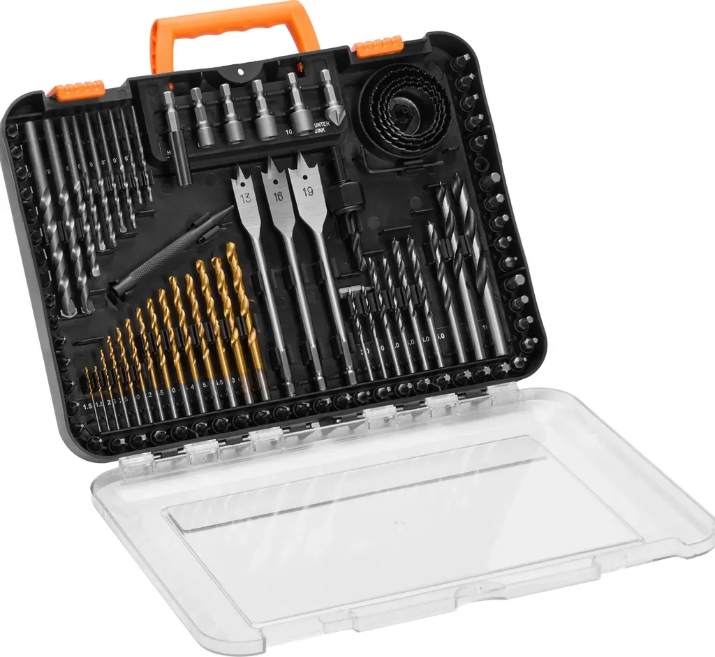 SucceBuy Bohrer Set 100 teilig Allzweck mit Koffer und Spatenbohrer