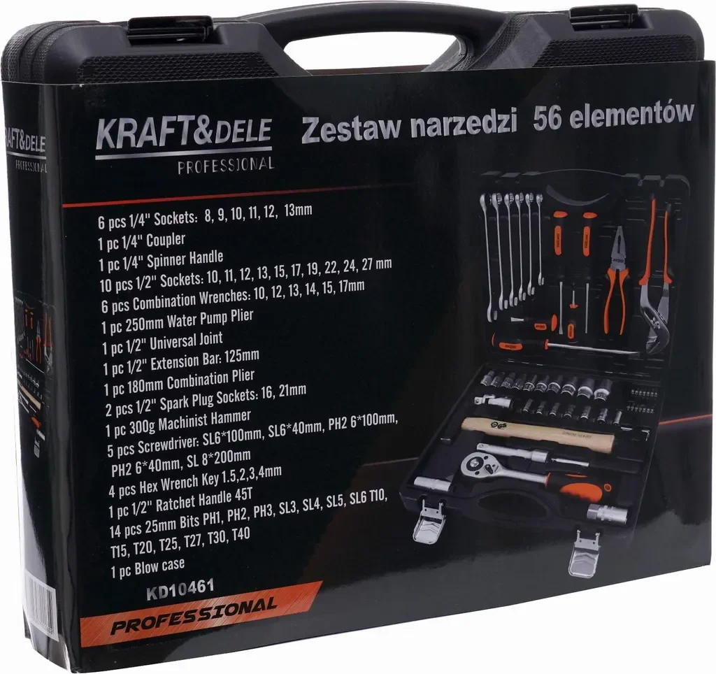 KRAFT&DELE Werkzeugset 56-tlg. Chrom-Vanadium mit Koffer