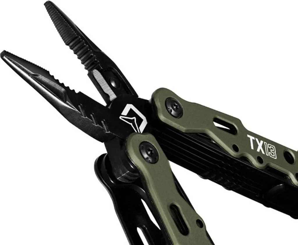 DELPHIN TaktyX 13 Multifunktionszange 16 cm schwarz grün Angelzange