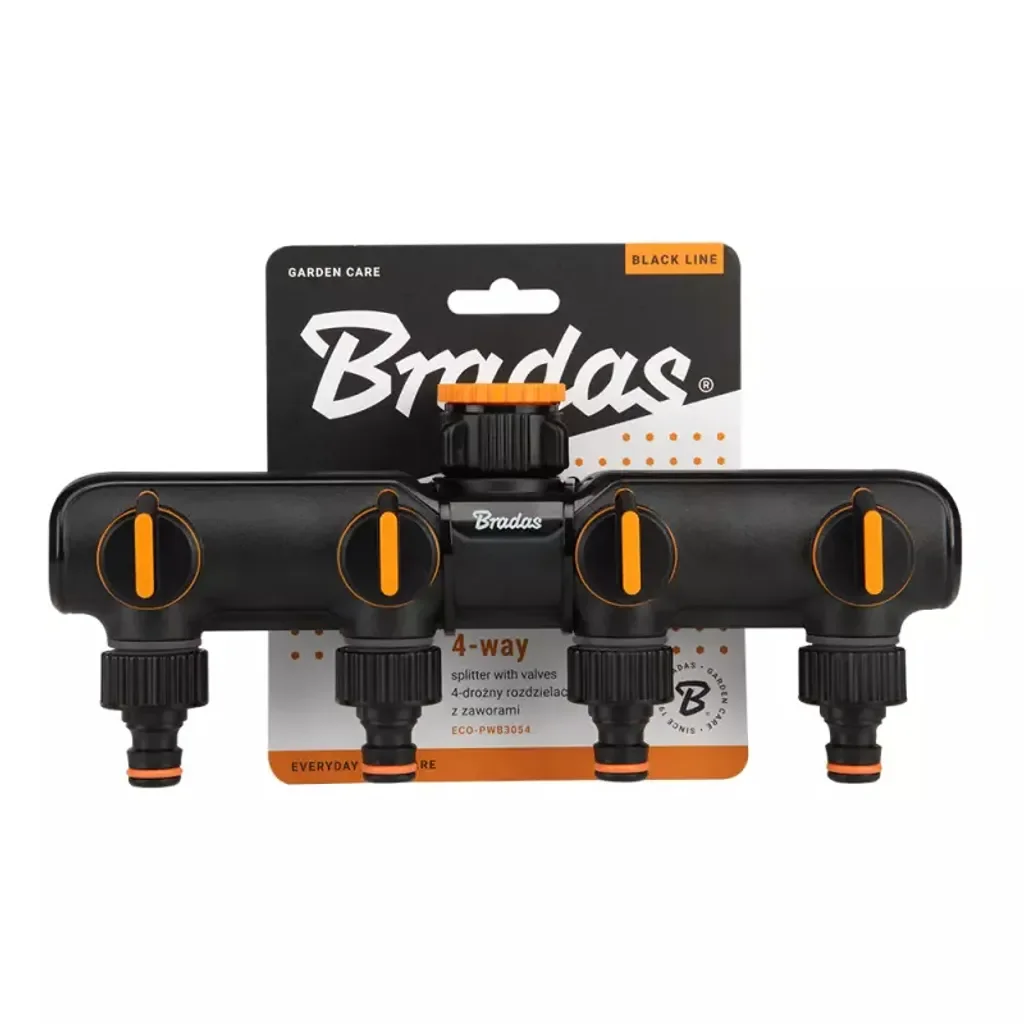 Bradas 4-Wege-Verteiler mit Ventilen für Wasserhahn IG 1''/3/4''