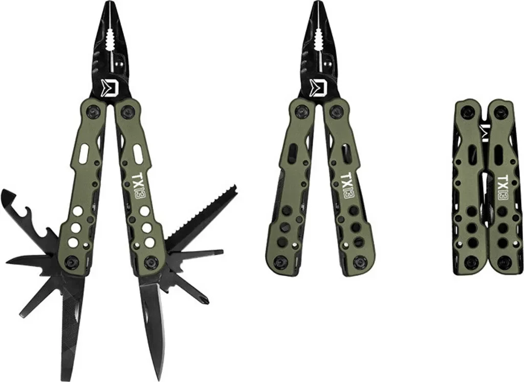 DELPHIN TaktyX 13 Multifunktionszange 16 cm schwarz grün Angelzange