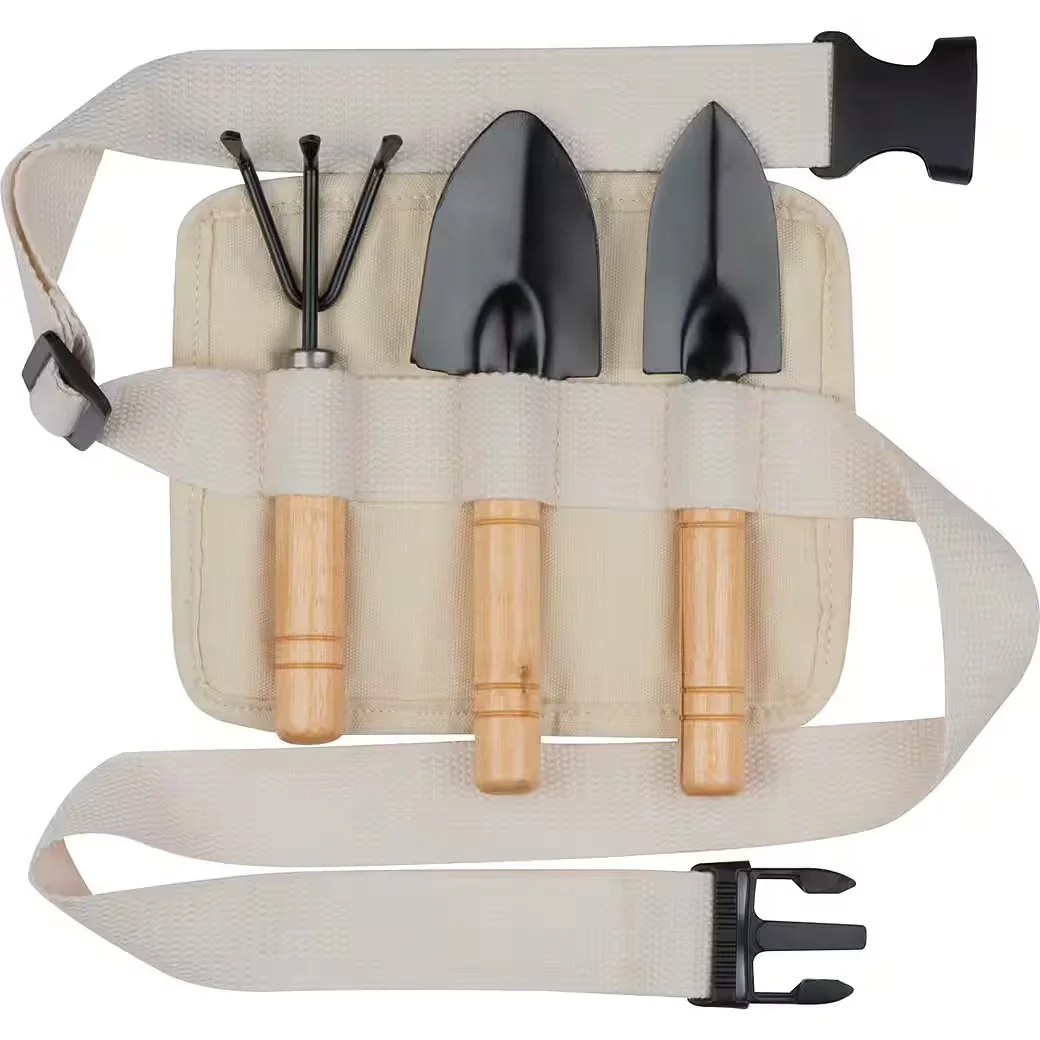 MACMA Gartengerätehalter Set im Gürtel mit Harke und zwei Schaufeln