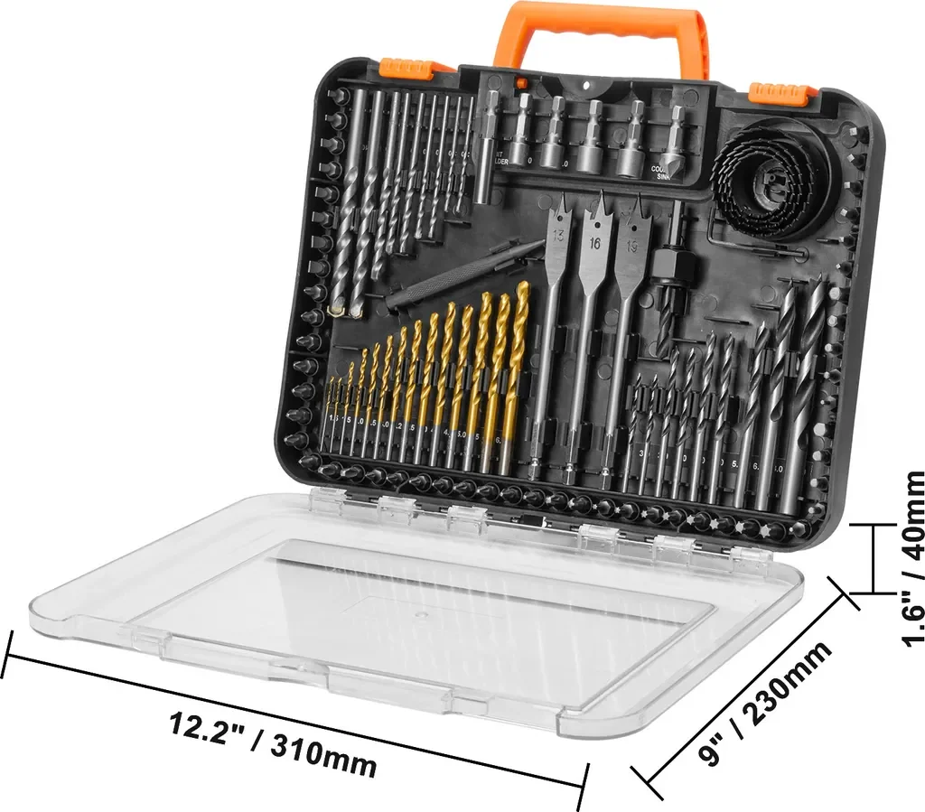 SucceBuy Bohrer Set 100 teilig Allzweck mit Koffer und Spatenbohrer