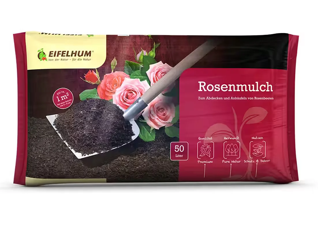 EIFELHUM Bio Rindenmulch 50l Staudenmulch Rosenmulch Naturfasermulch
