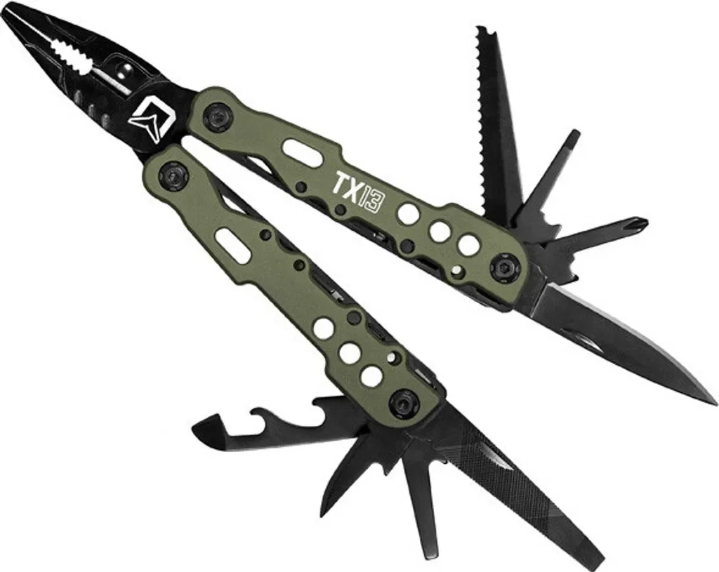 DELPHIN TaktyX 13 Multifunktionszange 16 cm schwarz grün Angelzange